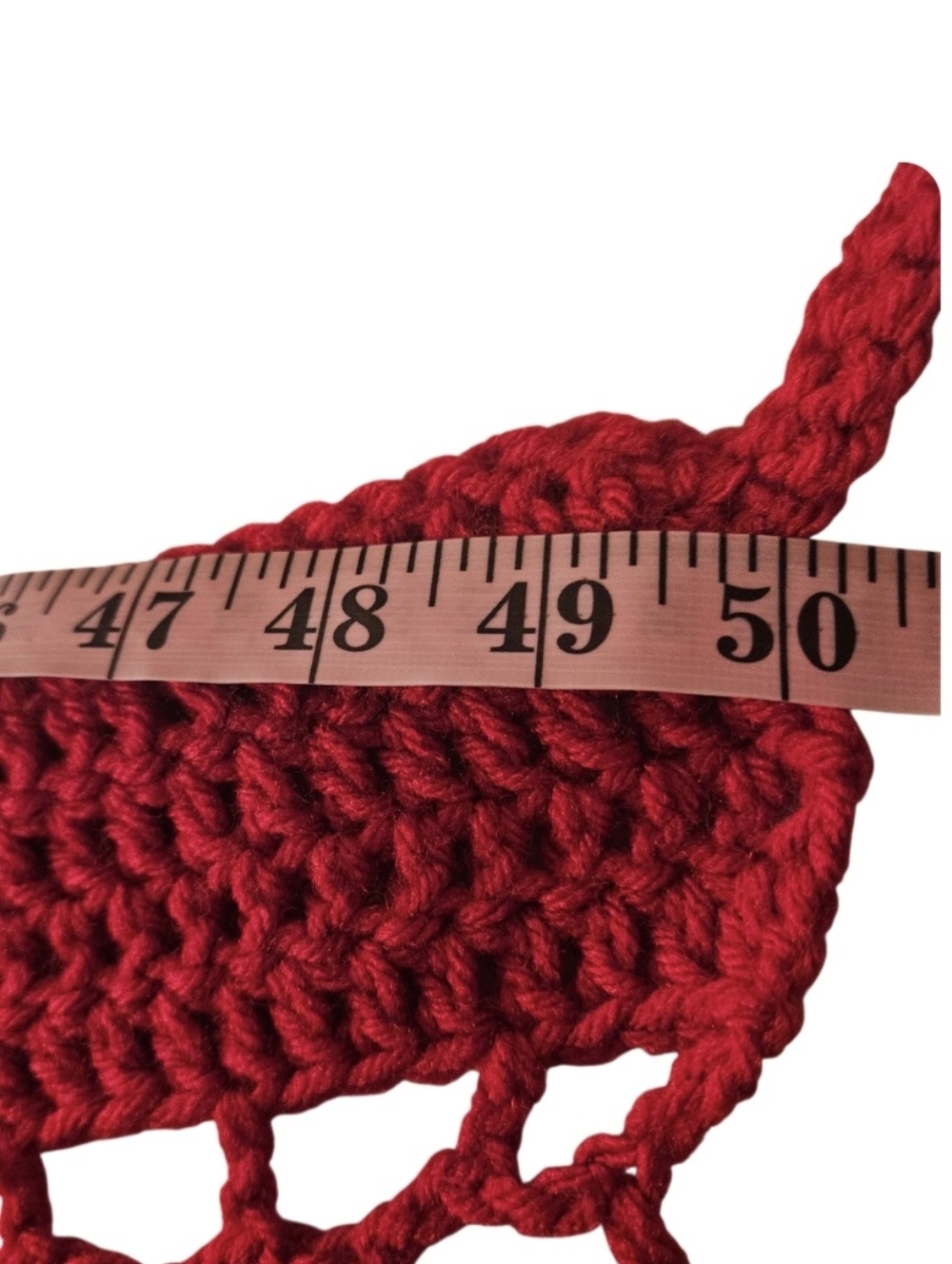 Handmade Red Crochet One-Shoulder Shawl Unique 5-way Hand Knit Summer Boho Piece - Picture 8 of 16